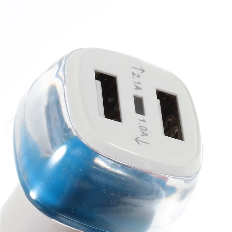 ES-01 2.1A/1A Two USB Car Charger for iPhone iPad Samsung HTC Sony LG Etc - Blue