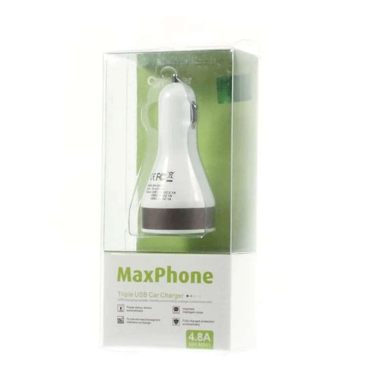 MAXPHONE MH-M641 3-port USB 4.1A Car Charger Adapter for iPhone Samsung Sony etc