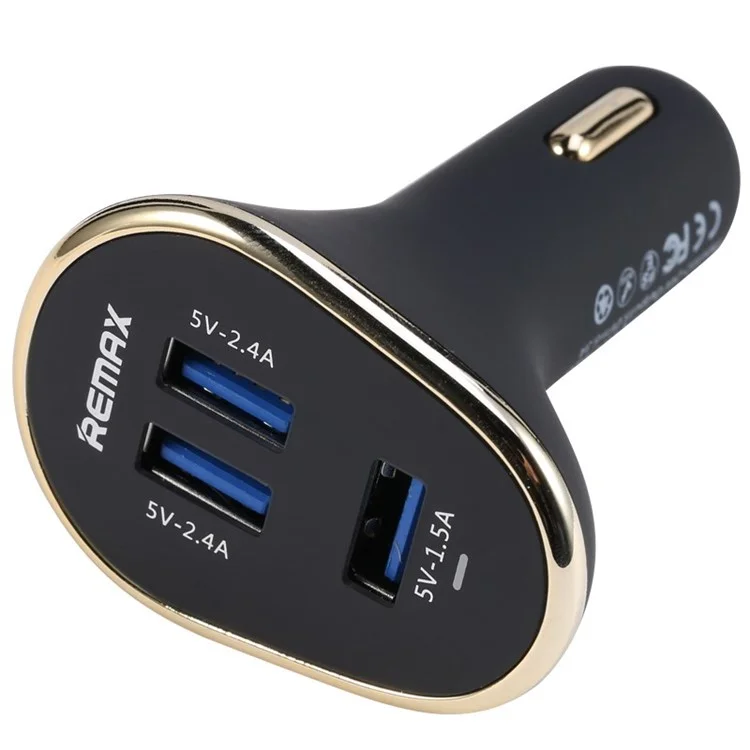 REMAX 6.3A 3-port USB IQ Car Charger Adapter for Smartphones and Tablet PCs - Black