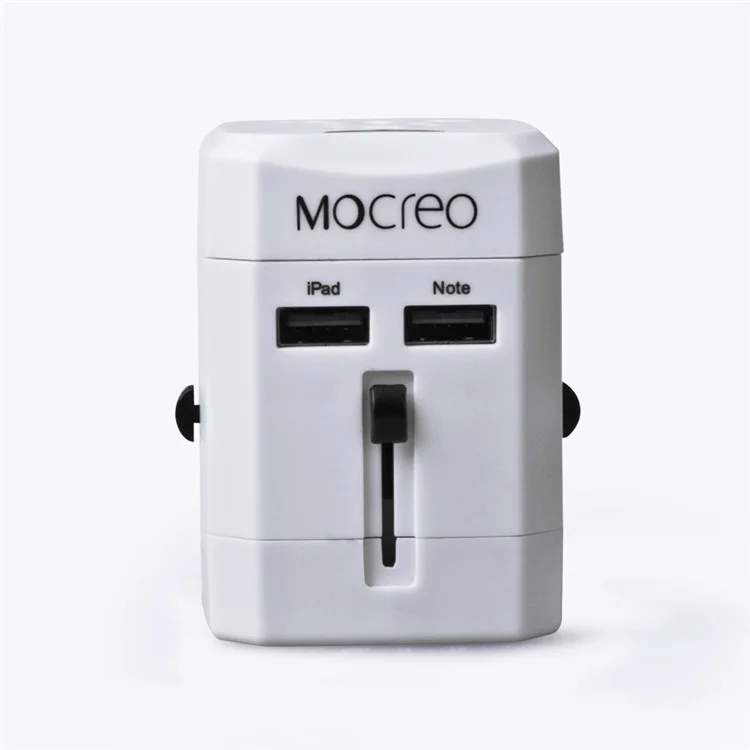 MOCREO Dual USB Universal Travel Wall Charger Power Adapter Converter AU/UK/US/EU Plug - White