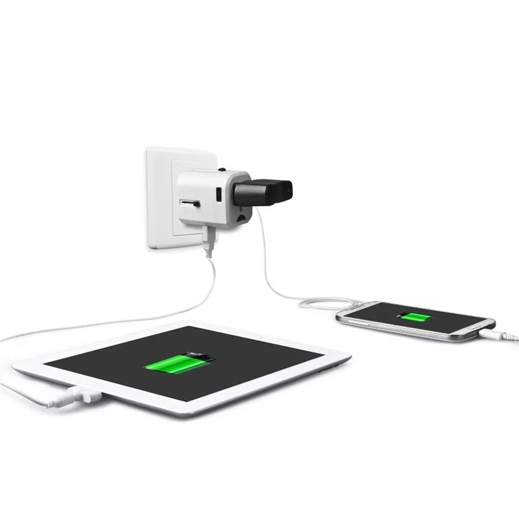 MOCREO Dual USB Universal Travel Wall Charger Power Adapter Converter AU/UK/US/EU Plug - White