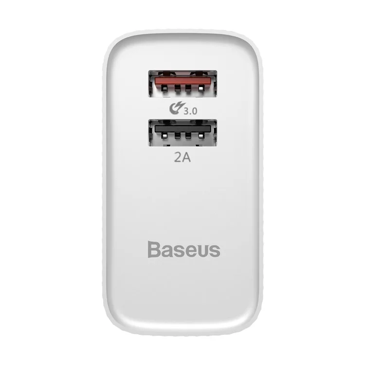 BASEUS Transun Series QC 3.0 Quick Charger Double USB Foldable Plug Portable Travel Wall Charger - White