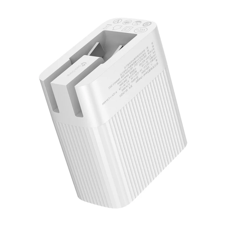 BASEUS Transun Series QC 3.0 Quick Charger Double USB Foldable Plug Portable Travel Wall Charger - White