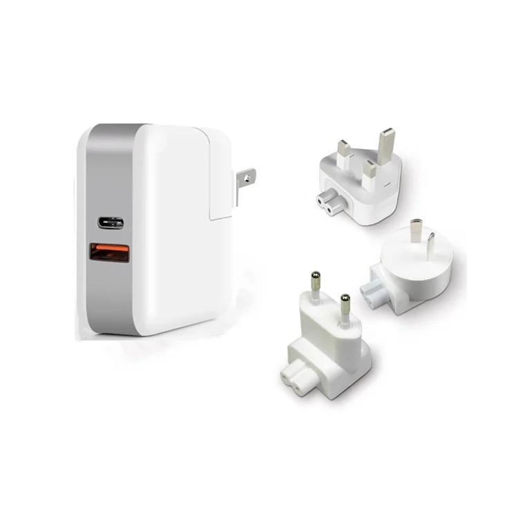 29W QC 3.0 USB Type C Travel Wall Charger Power Adapter for Mobile Phones & Tablets (with 4 Plug)
