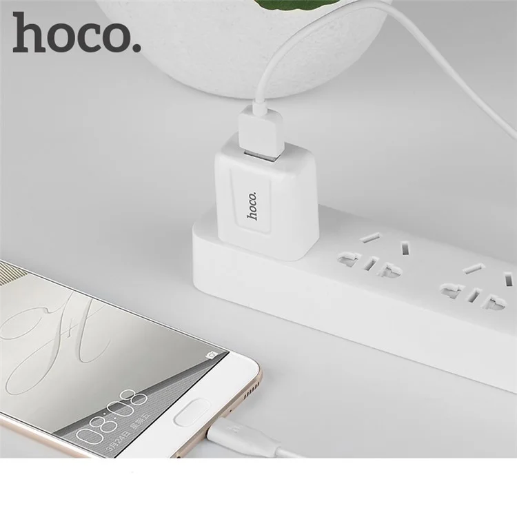 HOCO C2 5V 2.1A Wall Charger Adapter + USB Type-C Cable Kit for Samsung Huawei Sony - US Plug