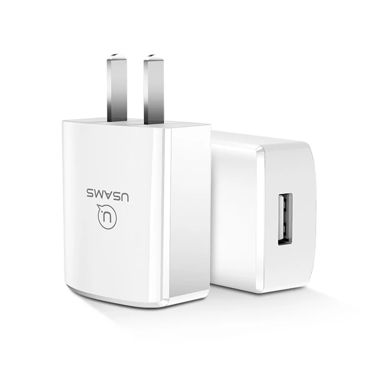 USAMS US-CC043 5V 2A Single USB Travel Wall Charger for iPhone Samsung Sony etc. - White/CN Standard Plug