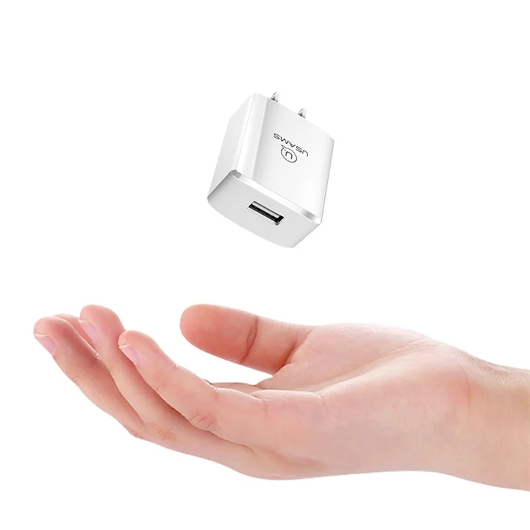USAMS US-CC043 5V 2A Single USB Travel Wall Charger for iPhone Samsung Sony etc. - White/CN Standard Plug