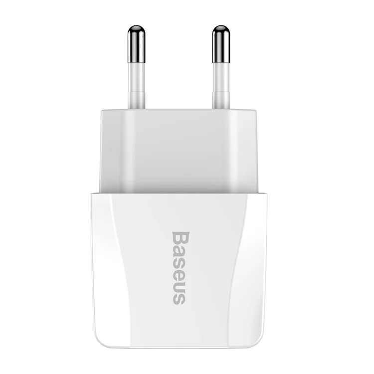 BASEUS 2.1A Dual USB Port Travel Charger Wall Adapter for iPhone iPad Samsung Etc. - UK Plug / White
