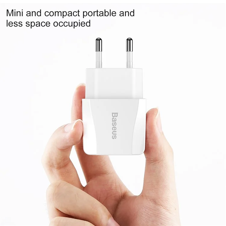 BASEUS 2.1A Dual USB Port Travel Charger Wall Adapter for iPhone iPad Samsung Etc. - UK Plug / White