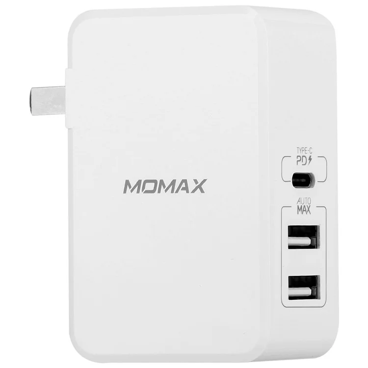 MOMAX 41W PD Quick Charge Type-C + Dual USB Ports Wall Charger - US Plug