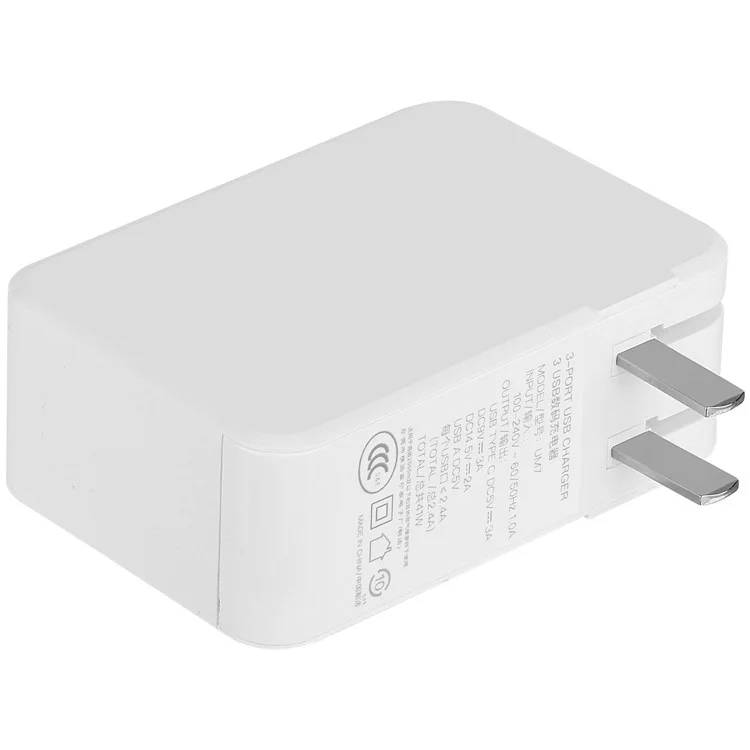MOMAX 41W PD Quick Charge Type-C + Dual USB Ports Wall Charger - US Plug