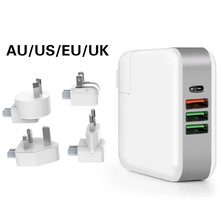 61W Multi-port Quick Charge 3.0 PD Type C Power Delivery Charger Adapter - EU Plug