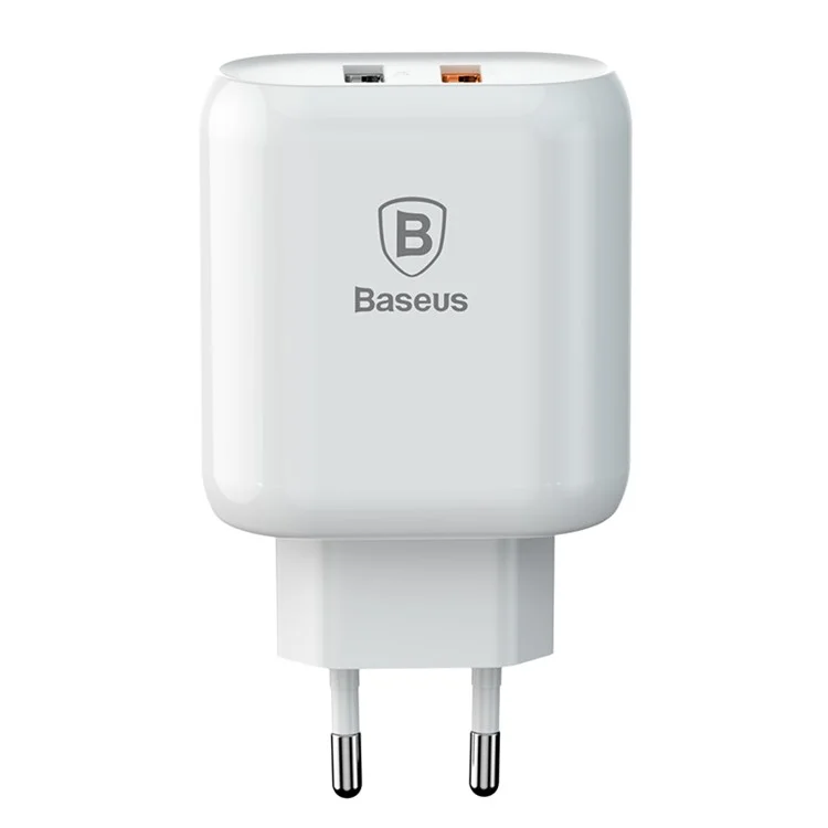 BASEUS Bojure Series QC3.0 Dual USB Travel Wall Charger for iPhone Samsung - EU Plug / White