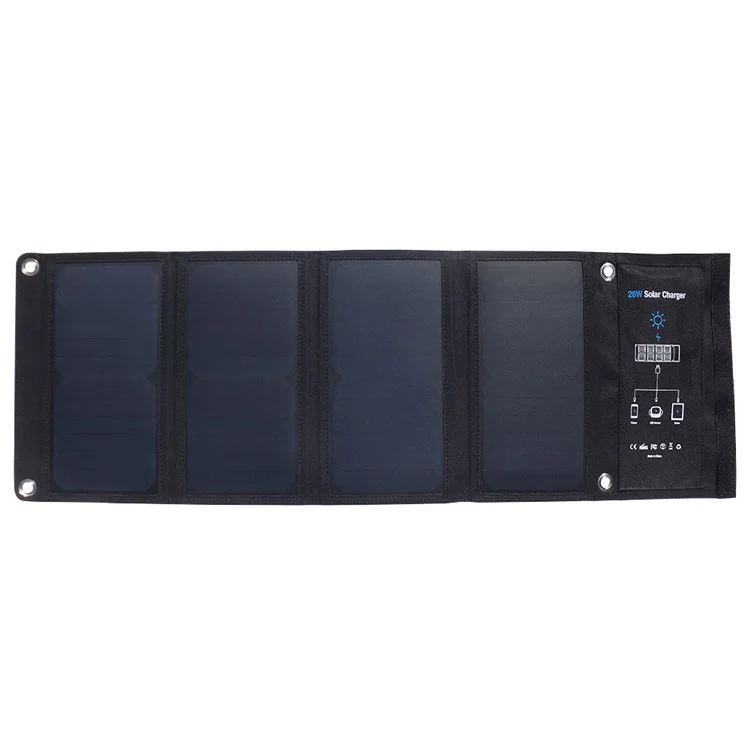 28W Solar Power Foldable Portable Waterproof Solar Charger with Three USB Ports