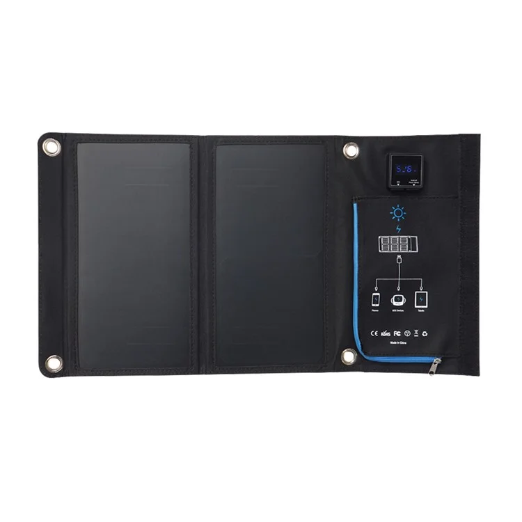 15W Solar Power Foldable Portable Waterproof Solar Charger with Dual USB Ports