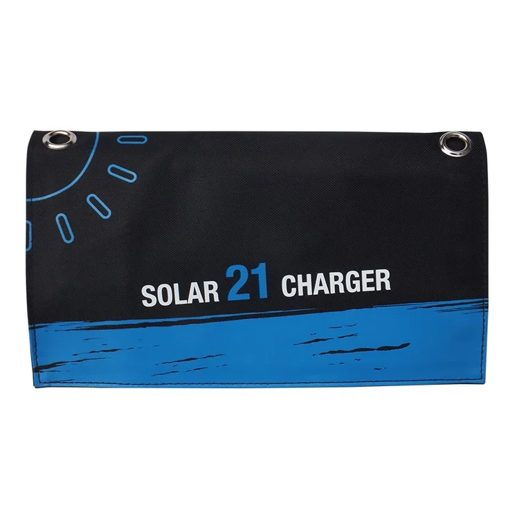 21W Solar Power Foldable Portable Waterproof Solar Charger with Dual USB Ports - Blue