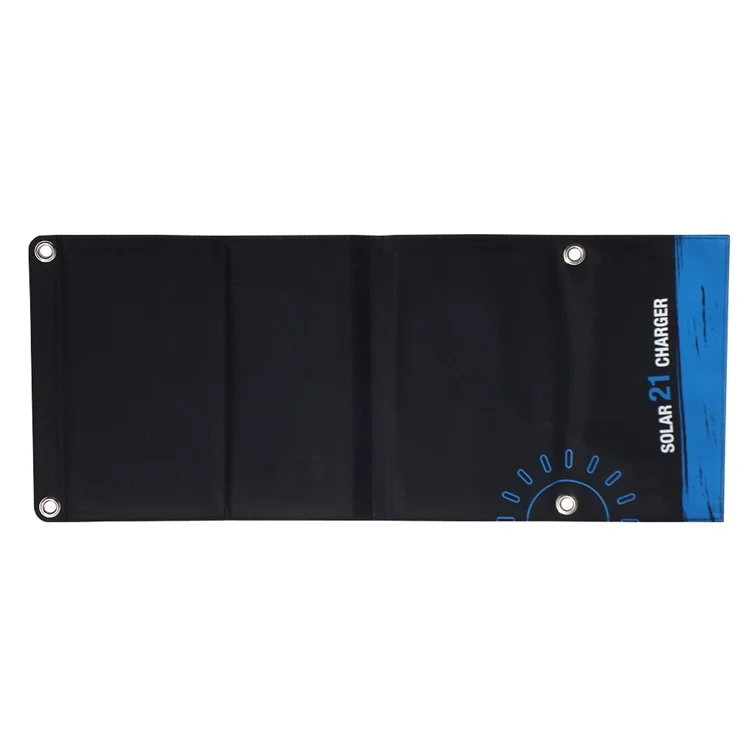 21W Solar Power Foldable Portable Waterproof Solar Charger with Dual USB Ports - Blue
