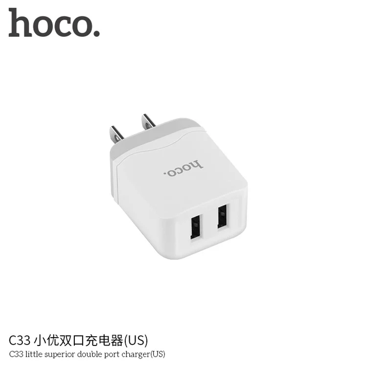 HOCO C33 Little Superior 2.4A Dual-port USB Charger Universal Adapter for iPhone iPad Samsung etc. - US Plug