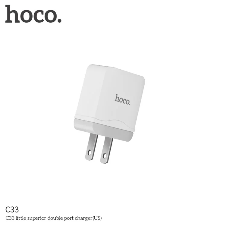 HOCO C33 Little Superior 2.4A Dual-port USB Charger Universal Adapter for iPhone iPad Samsung etc. - US Plug