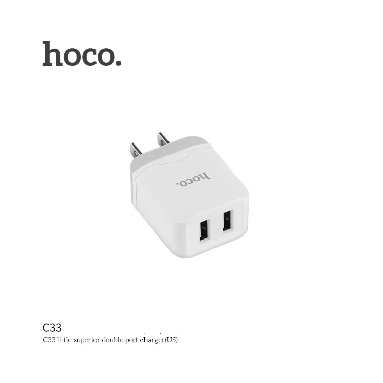 HOCO C33 Little Superior 2.4A Dual-port USB Charger Universal Adapter for iPhone iPad Samsung etc. - US Plug