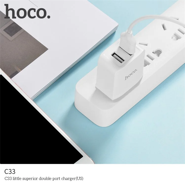 HOCO C33 Little Superior 2.4A Dual-port USB Charger Universal Adapter for iPhone iPad Samsung etc. - US Plug
