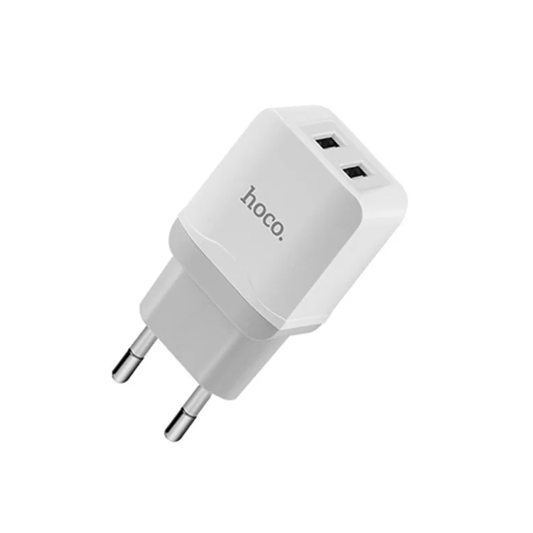 HOCO C33A Little Superior 2.4A Dual-port USB Charger Universal Adapter for iPhone iPad Samsung etc. - EU Plug / White