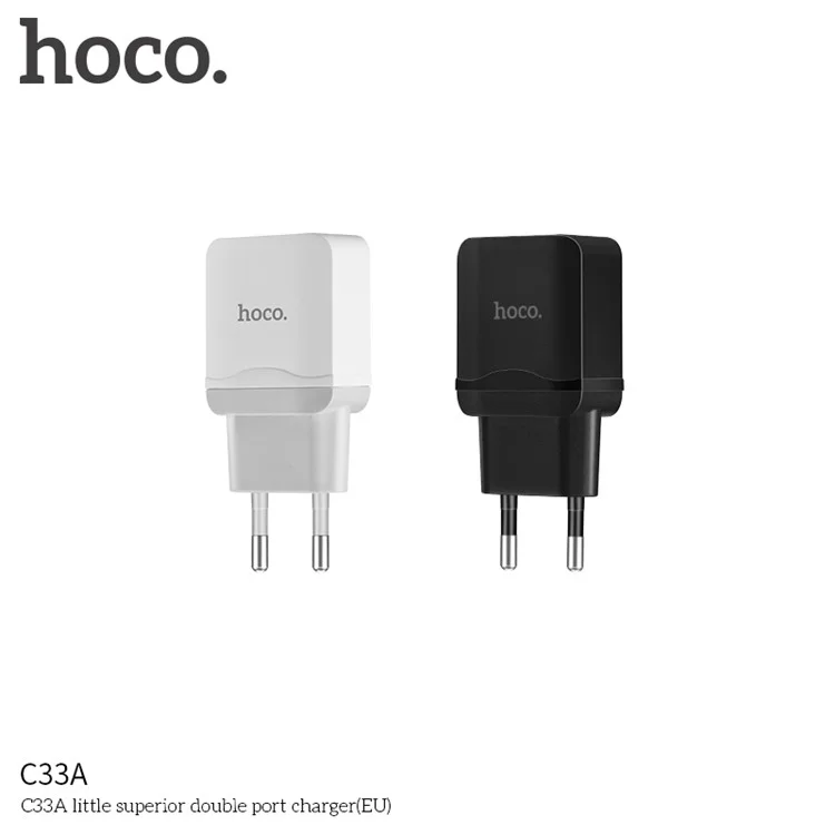 HOCO C33A Little Superior 2.4A Dual-port USB Charger Universal Adapter for iPhone iPad Samsung etc. - EU Plug / White