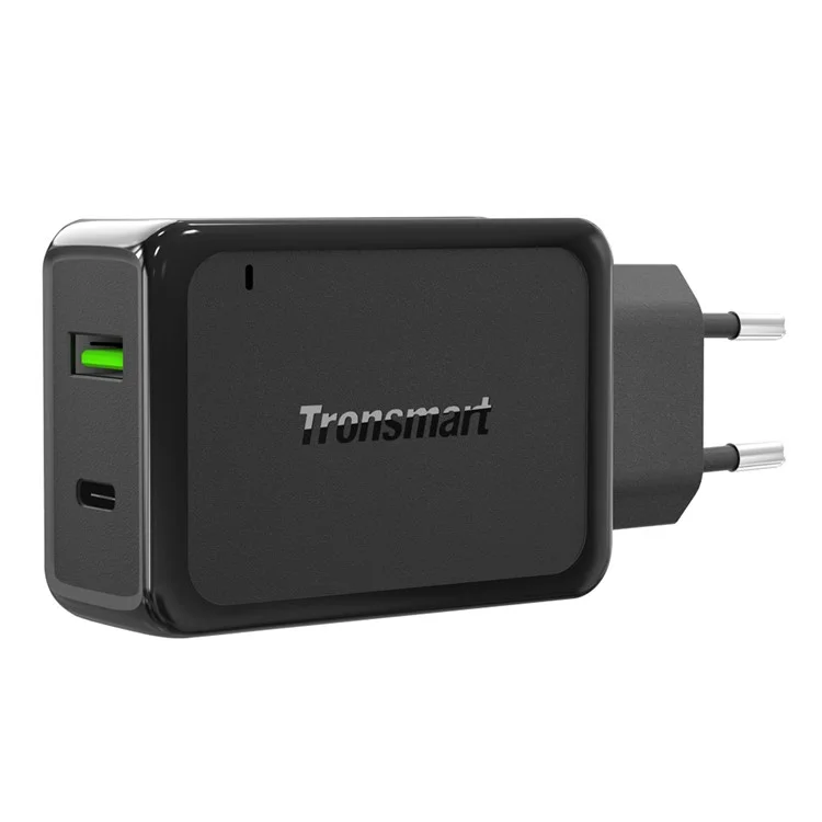 TRONSMART W2PTU Quick Charge 3.0 + USB Type-C Wall Travel Charger - EU Plug / Black