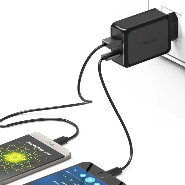 TRONSMART W2PTU Quick Charge 3.0 + USB Type-C Wall Travel Charger - EU Plug / Black