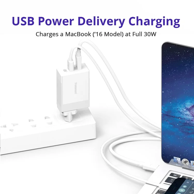TRONSMART W2DT 2-Ports 1PD 30W+1QC3.0 18W Wall Charger - EU Plug