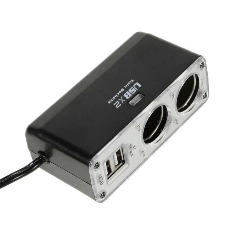 WF-0023 2-way Car Cigarette Lighter Socket Splitter Charger Dual USB Output