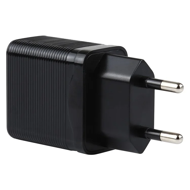 LZ-728 Schnellladegerät 18W [EU-Stecker] Reiseladegerät + USB auf Typ-C-Datenkabel, Länge: 1m - Schwarz