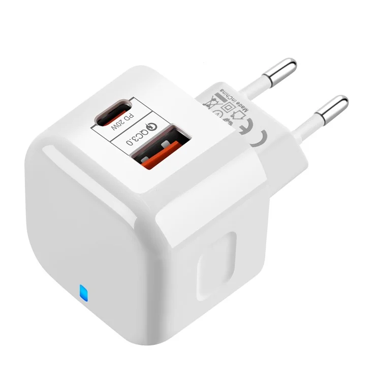 YSY-6087 PD 20W+QC 3.0 Adattatore di Alimentazione da Viaggio a Parete a Doppia Porta - Plug