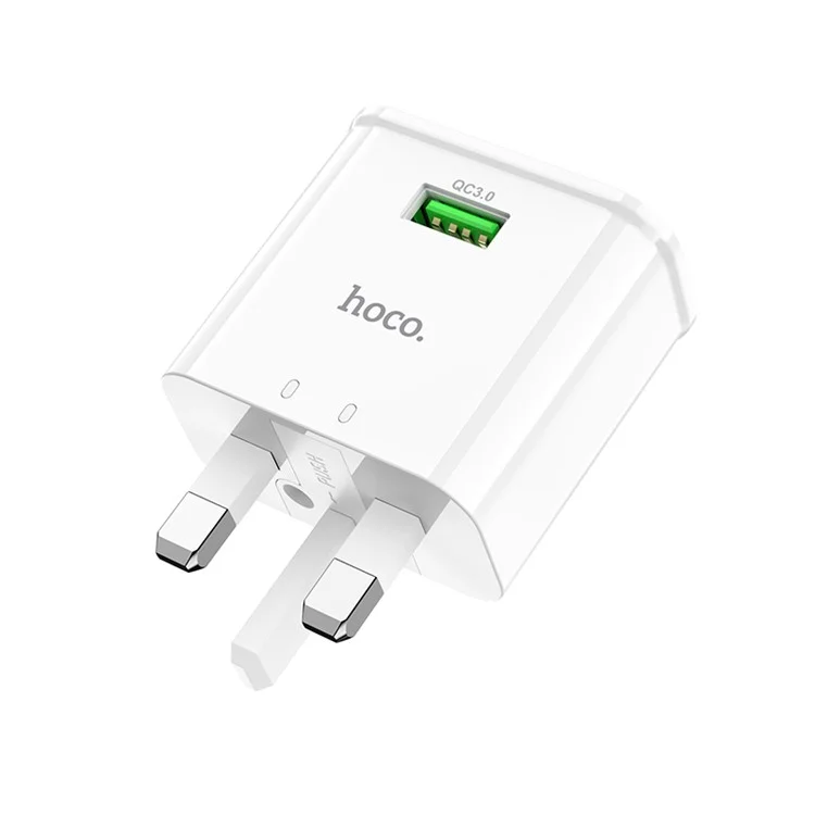 Hoco C92B Single Port QC 3.0 Reise Wandladegerät UK Plug 18W Schneller Lade -stromadapter Für Telefontablette