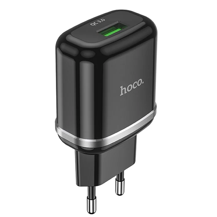 HOCO N3 QC3.0 Quick Charging Wall Travel Charger Single USB Port Charging Adapter EU Plug  - Black