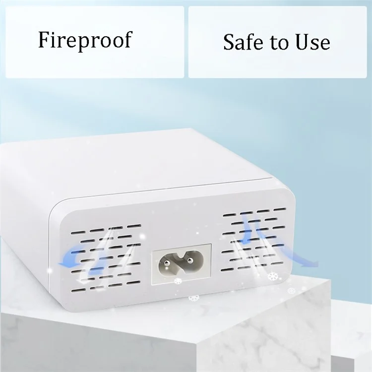 WLX-896 6-Port 40W High Speed Fast Charging Independent Digital Display QC3.0 Wall Charger Travel Charger - US Plug