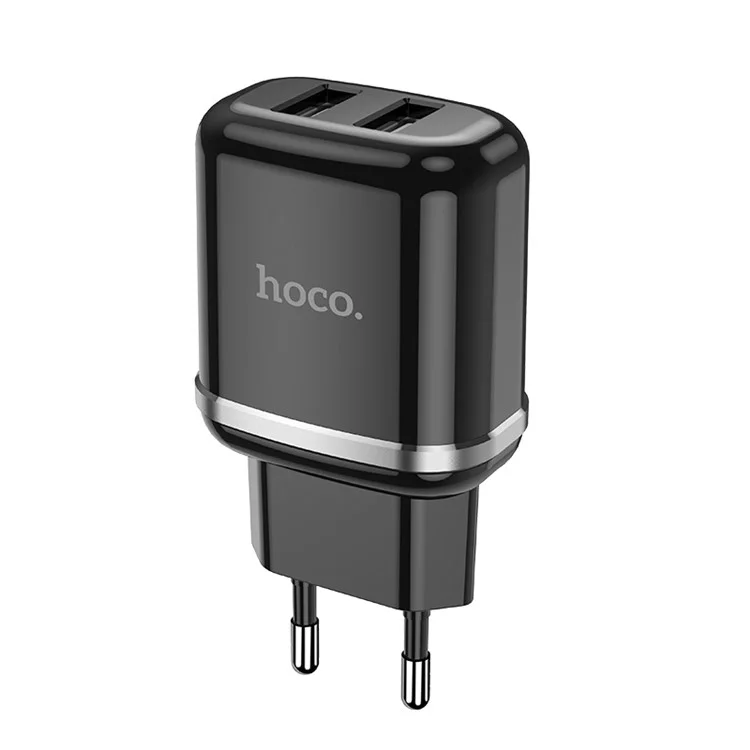 HOCO N4 Aspiring 5V/2.4A Dual Ports USB Charger Universal Wall Charging Block EU Plug - Black