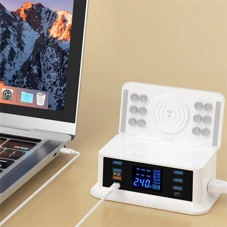 Ganhe Como a Solução YC-CDA36 PD65W Fast Charge QC3.0 Charger de Laptop Para Laptop Dock Charger Sem Fio Com Luz Noturna (certificado Ce) - Plugue da ue