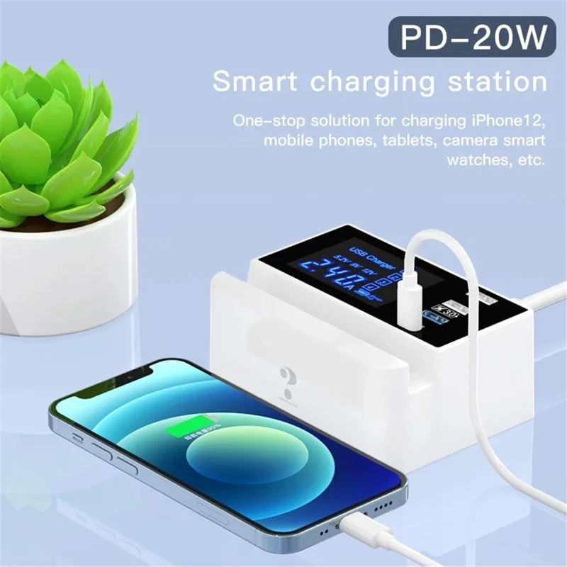 WIN HOW SOLUTION YC-CDA26D Quick Charge 3.0 USB +PD 20W Type-C Fast Charging Station 4-Port Charger [CE Certificated] - US Plug