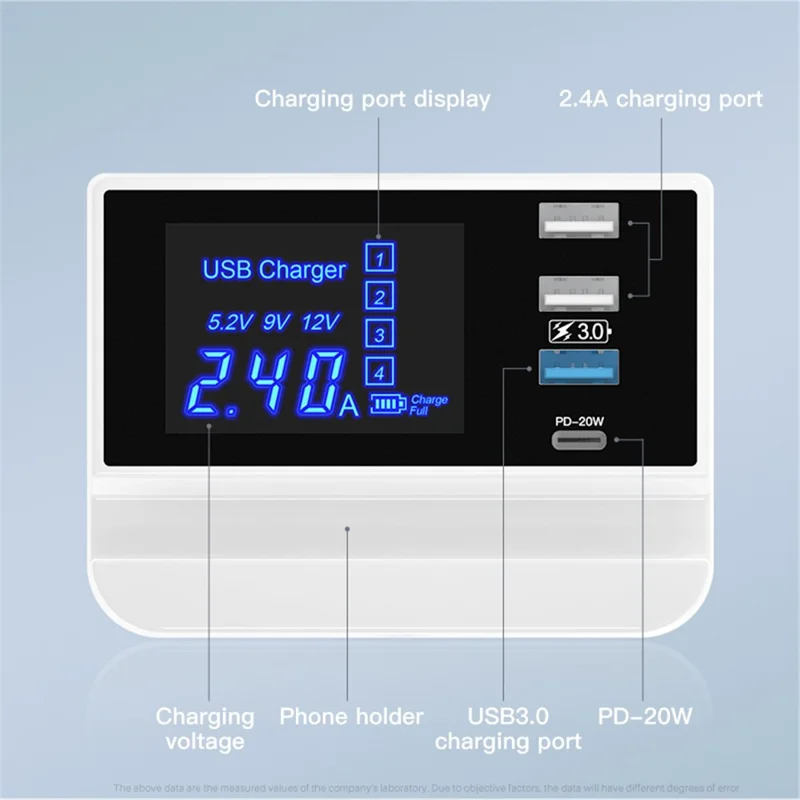 WIN HOW SOLUTION YC-CDA26D Quick Charge 3.0 USB +PD 20W Type-C Fast Charging Station 4-Port Charger [CE Certificated] - US Plug
