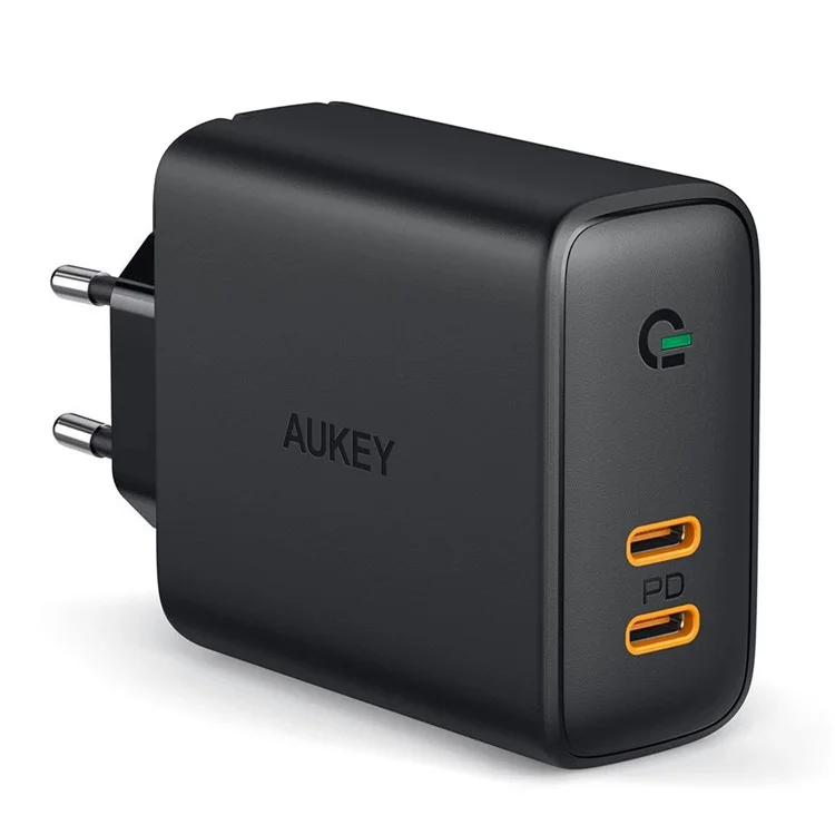 AUKEY PA-D2 36W Dual Port Type-C Power Adapter Type-C Wall Charger for Mobile Phones / Tablets, EU Plug