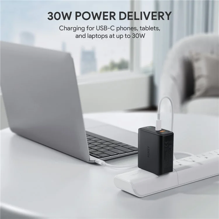 AUKEY PA-D2 36W Dual Port Type-C Power Adapter Type-C Wall Charger for Mobile Phones / Tablets, EU Plug