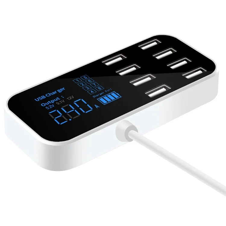 A9S 8 Ports USB Charger de Voiture Dock LED Affichage Numérique Station de Charge de la Tablette de Téléphone Mobile