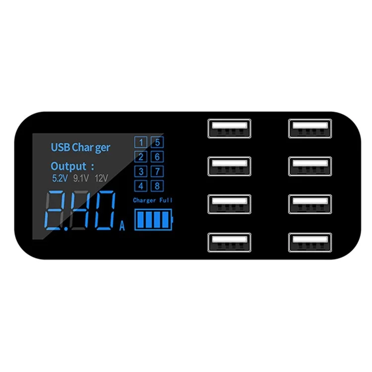 A9S 8 Ports USB Charger de Voiture Dock LED Affichage Numérique Station de Charge de la Tablette de Téléphone Mobile
