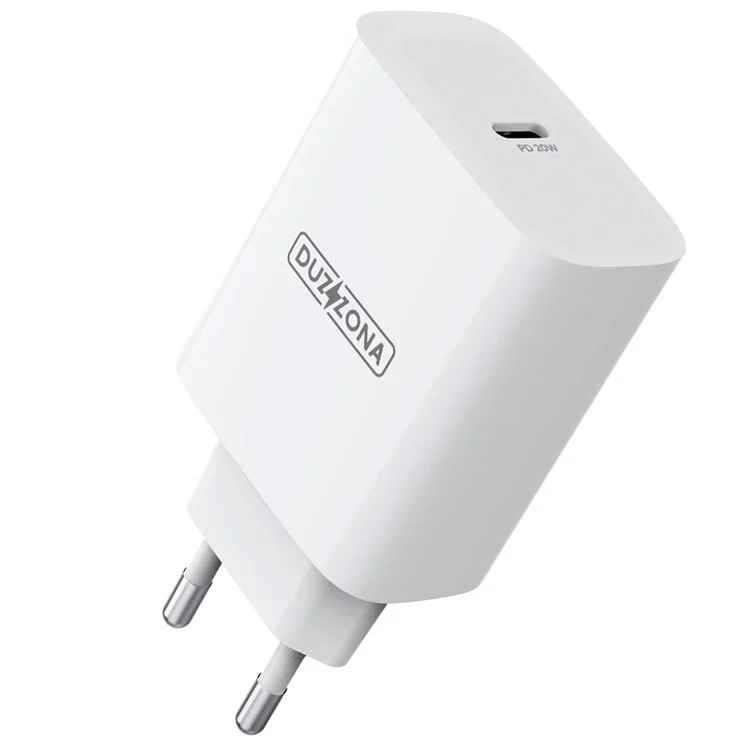 Carregador de Parede de Viagem DUZZONA T3 PD 20W Fast Charging, Adaptador de Alimentação Tipo C, Plugue EU