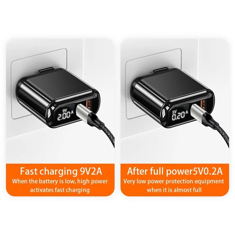 FONEMAX FMS-18W QC +PD Dual-Port 18W Type-C Adapter Wall Charger Travel Charger - US Plug