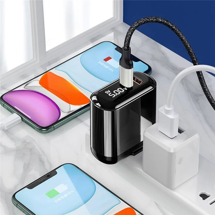 FONEMAX FMS-18W QC +PD Dual-Port 18W Type-C Adapter Wall Charger Travel Charger - US Plug