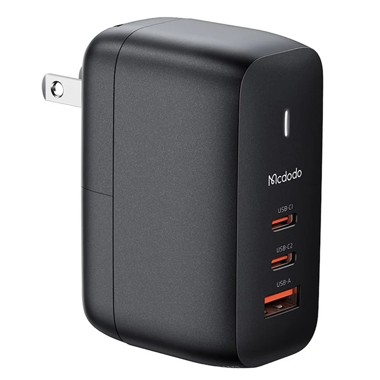 MCDODO CH-8442 MDD Mecha Série US Plug 65W Gan3.0 Adaptateur de Chargeur de Voyage Usb Double Type-C + Avec Câble Type-C et Plug uk - le Noir