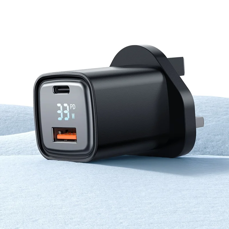 MCDODO Graphite Series 33W USB-A + Type-C Digital Display Dual Port Fast Charging Adapter Wall Charger - UK Plug