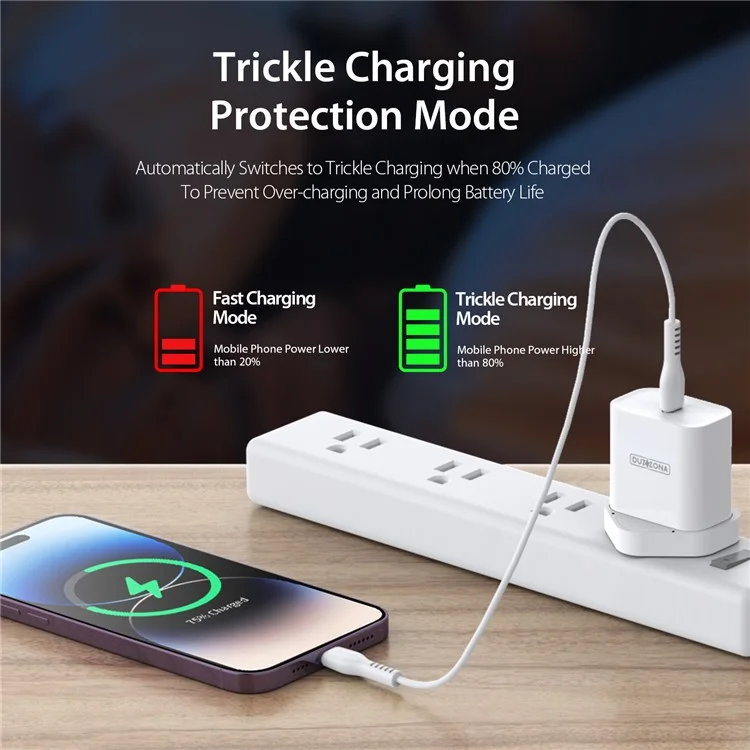 DUZZONA T3 PD 20W Wall Charger Fast Charging Adapter Type-C Single Port Travel Charger, UK Plug